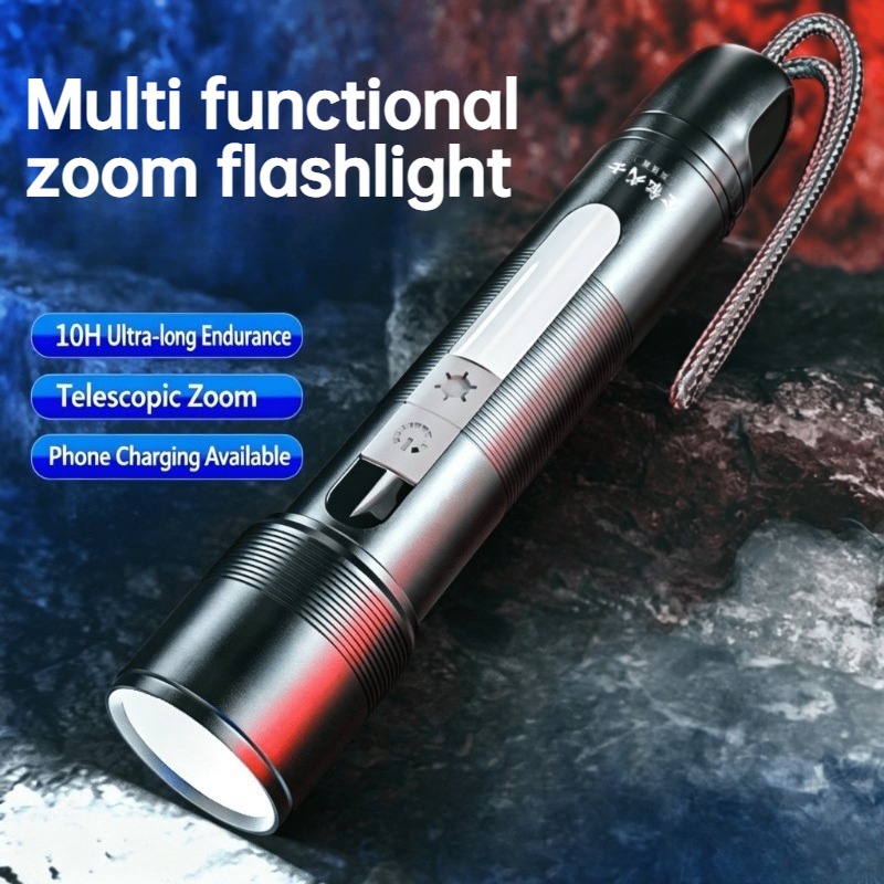 Outdoor Power For Camping - 多機能 LED 懐中電灯ズーム可能な COB サイドライト充電式パワーバンクポータブル防水トーチアウトドアキャンプハイキング