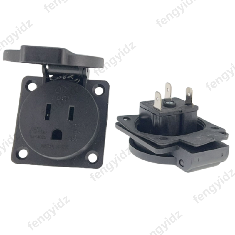 Outdoor Power Outlet Waterproof - 黒 125V 15A 20A IP44 CE