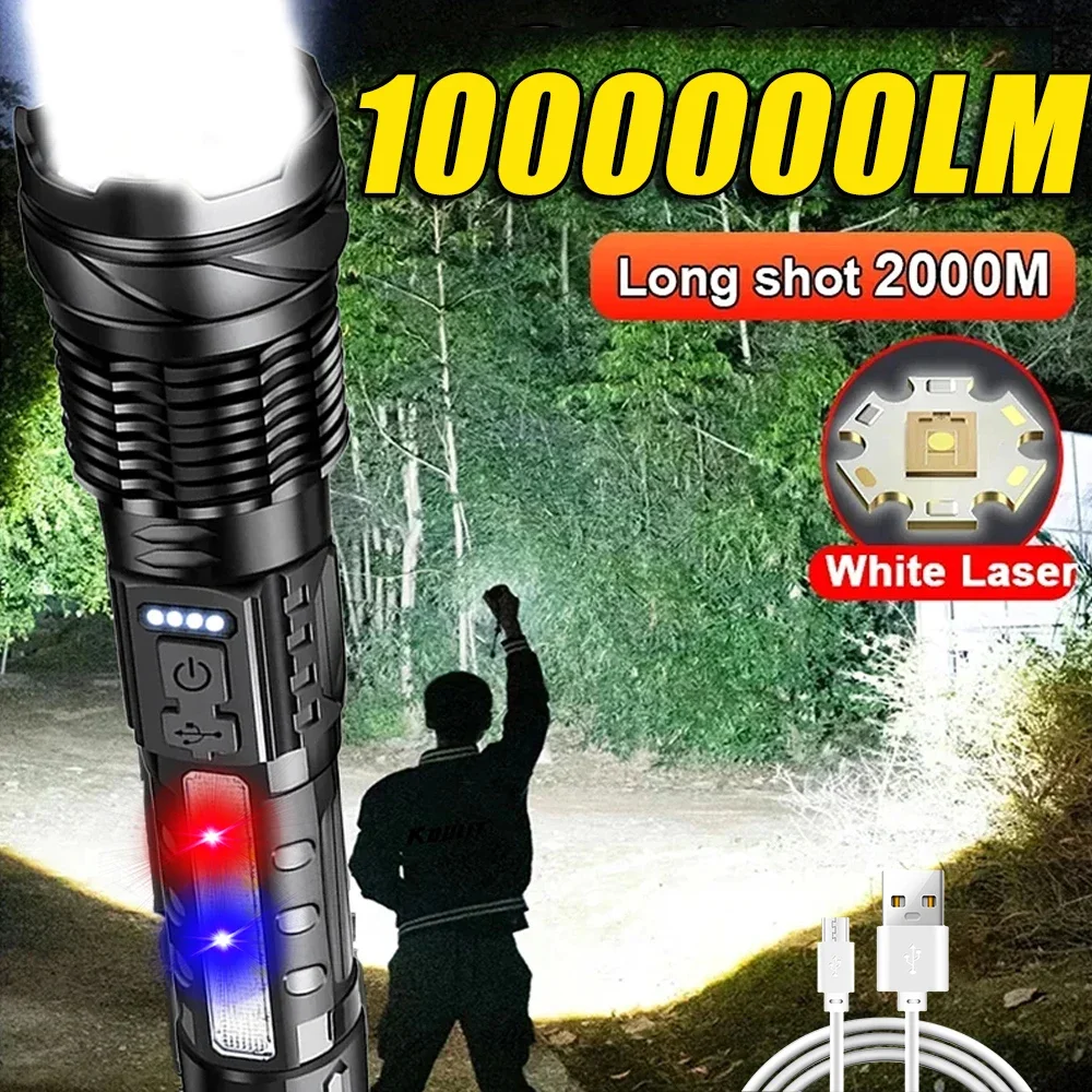Outdoor Power For Camping - 強力な LED 懐中電灯 充電式キャンプライト サイドライト付き 超明るい長距離照射トーチ