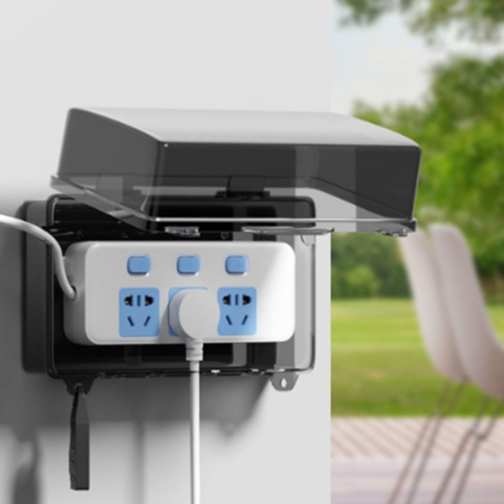 Outdoor Power Outlet Waterproof - 耐久性のあるプラスチック製プラグボックス防水耐候性ケーブル管理ボックス盗難防止保護コンセント電源タップ収納ボックス屋外用