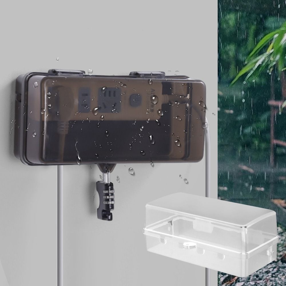 Outdoor Power Outlet Waterproof - 耐久性のあるプラスチック製プラグボックス盗難防止耐候性延長コードカバー保護コンセント防水電源タップ収納ボックス屋外用