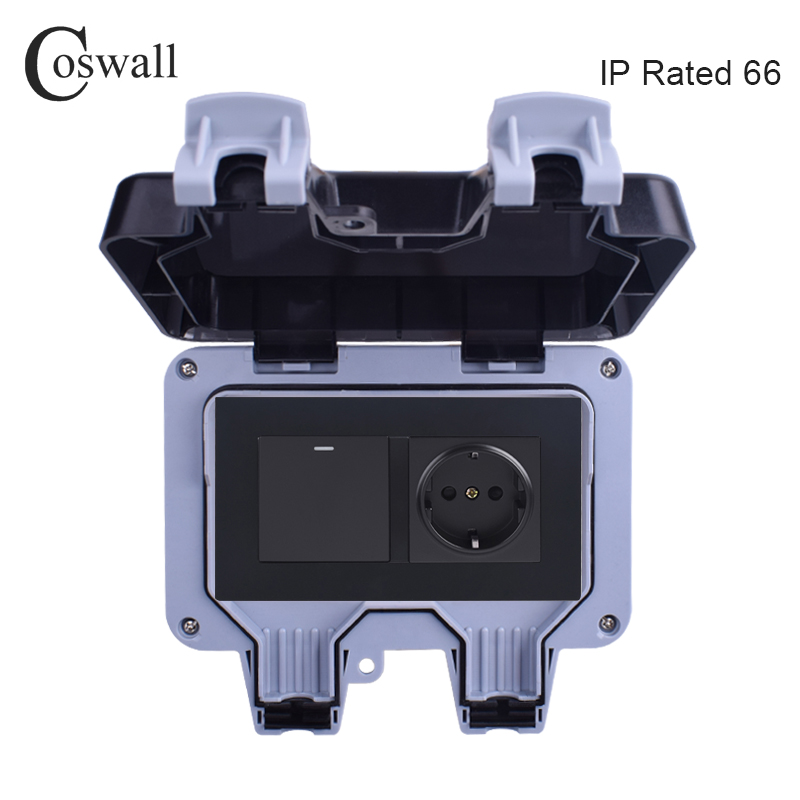 Coswall IP66全天候防水屋外壁電源ソケット16A  - Outdoor Power Outlet Waterproof のレビューと価格
