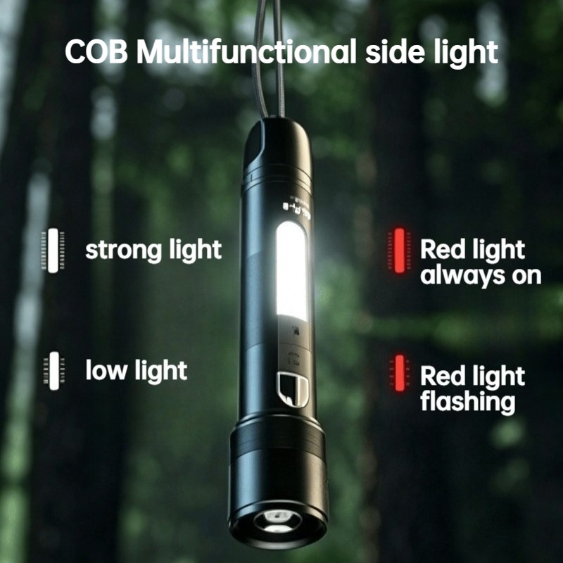 多機能 LED 懐中電灯ズーム可能な COB サイドライト充 - Outdoor Power For Camping のレビューと価格