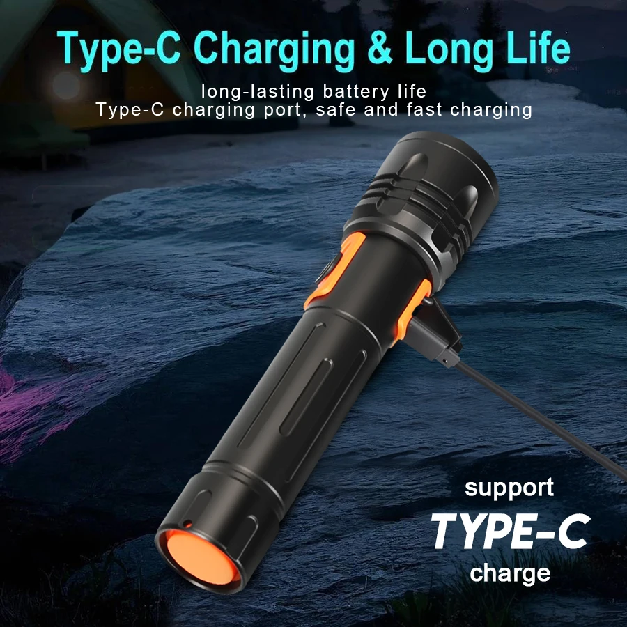 ハイパワー LED 懐中電灯 USB 充電式トーチ、伸縮ズー - Outdoor Power For Camping のレビューと価格