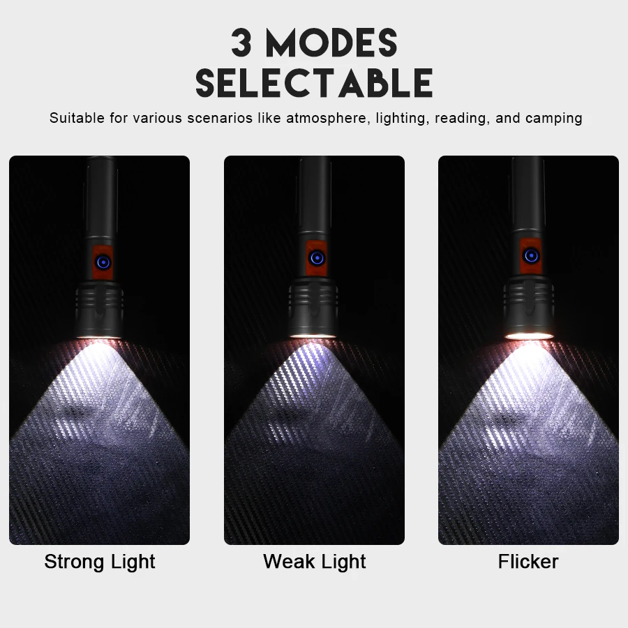 ハイパワー LED 懐中電灯 USB 充電式トーチ、伸縮ズー - Outdoor Power For Camping のレビューと価格