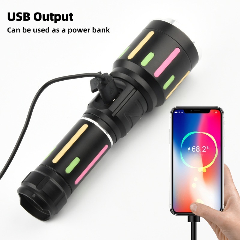 ハイパワー白色光蛍光懐中電灯充電式ズーム可能長距離懐中電灯屋 - Outdoor Power For Camping のレビューと価格