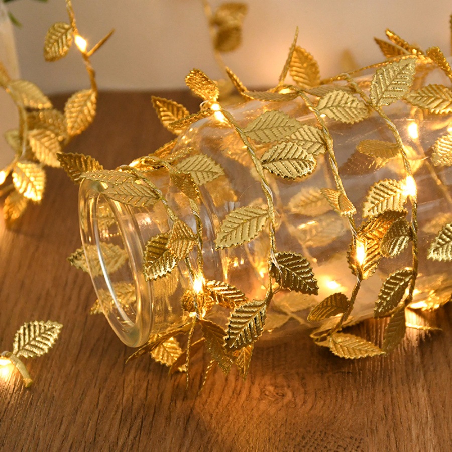 ゴールデンリーフラタン銅線ストリングフェアリーライト電池式、 - Outdoor Power For Christmas Lights のレビューと価格