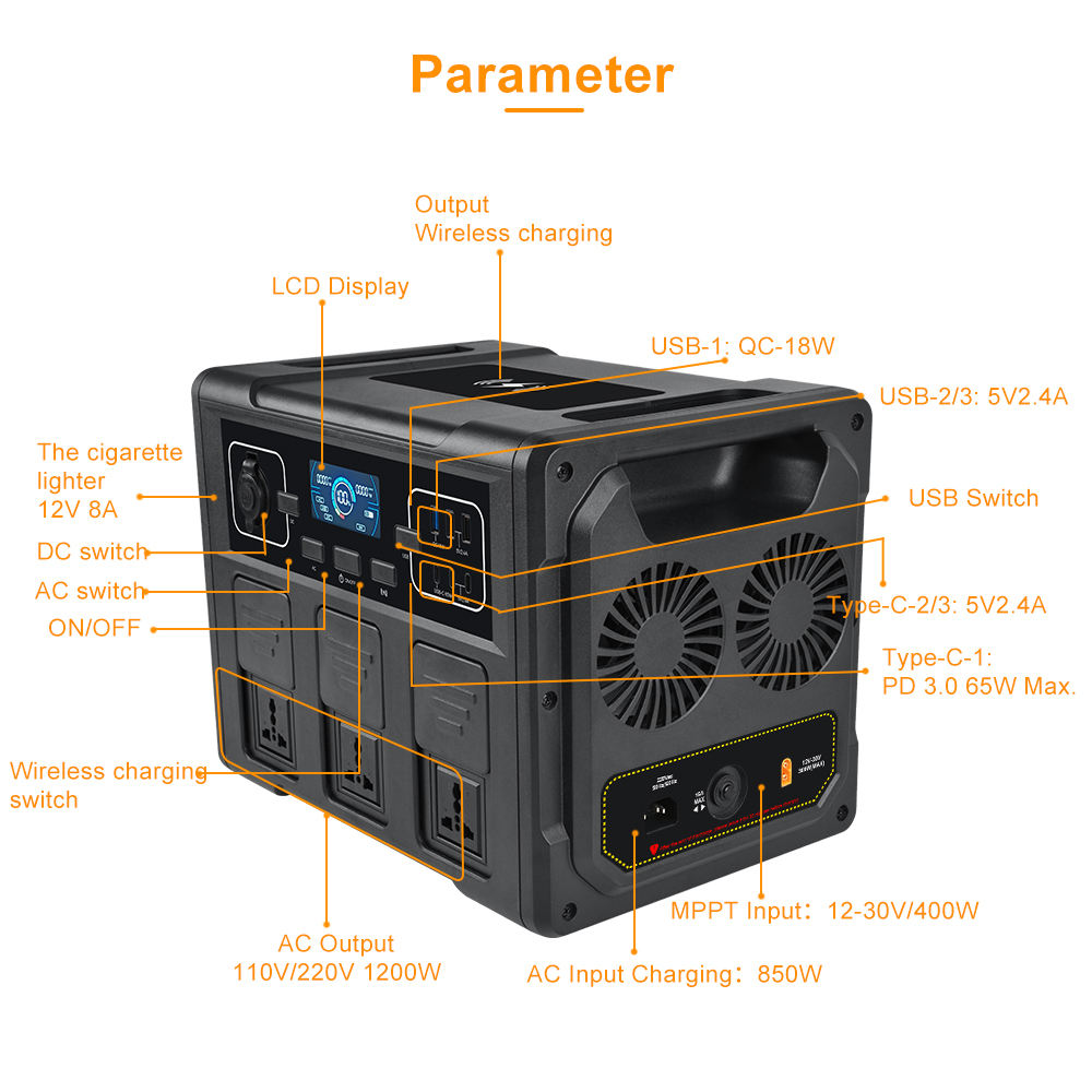 1200Wポータブルソーラー発電機、LiFePO4バッテリー - Outdoor Power For Camping のレビューと価格
