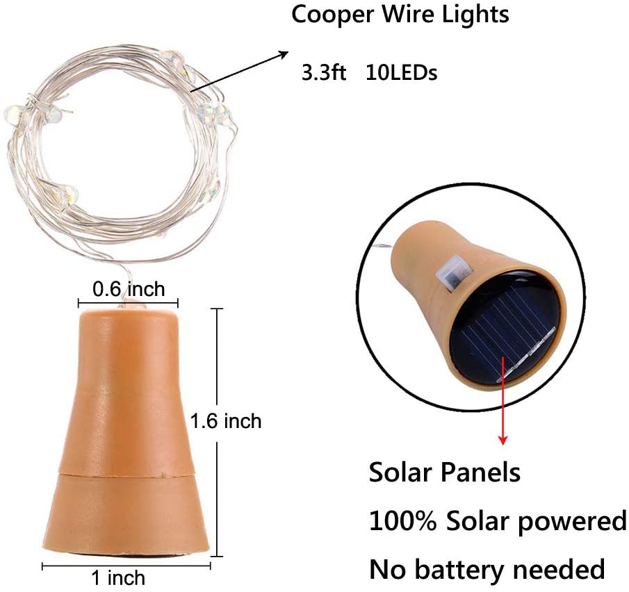 ソーラーボトルLedストリング仙子ランプガーランド結婚式2  - Outdoor Power For Christmas Lights のレビューと価格