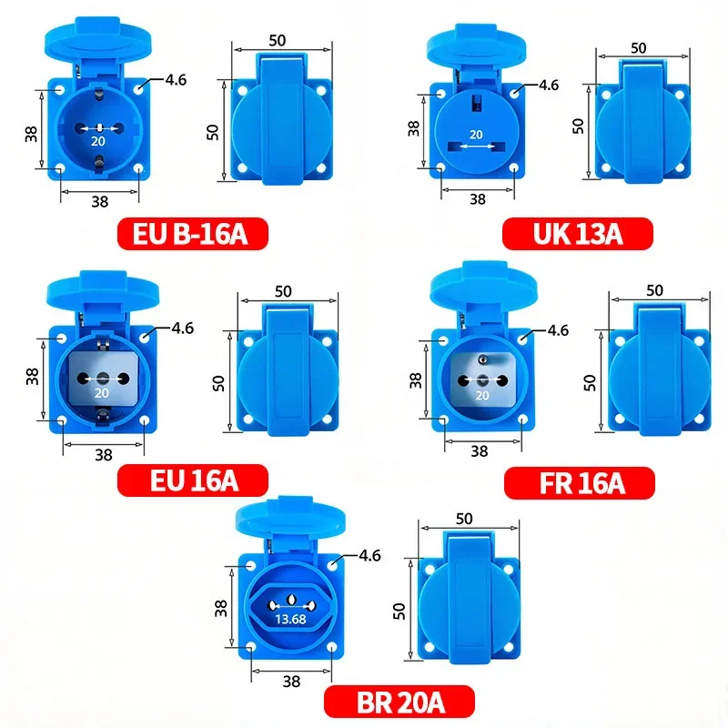 IP54 16A 防水工業用パネルソケット電力壁コンセント  - Outdoor Power Outlet Waterproof のレビューと価格