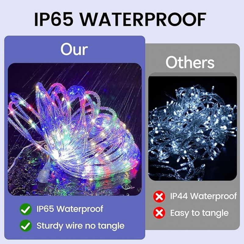 ソーラー式屋外LEDチューブロープライト 8モード 防水 フ - Outdoor Power For Christmas Lights のレビューと価格
