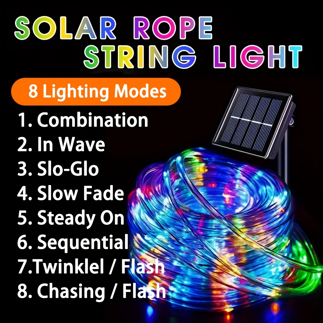ソーラー式屋外LEDチューブロープライト 8モード 防水 フ - Outdoor Power For Christmas Lights のレビューと価格