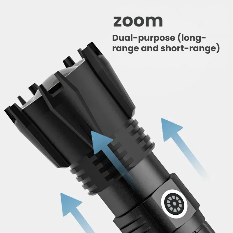 高出力 P90 LED 懐中電灯 TYPE-C 充電式ズーム - Outdoor Power For Camping のレビューと価格