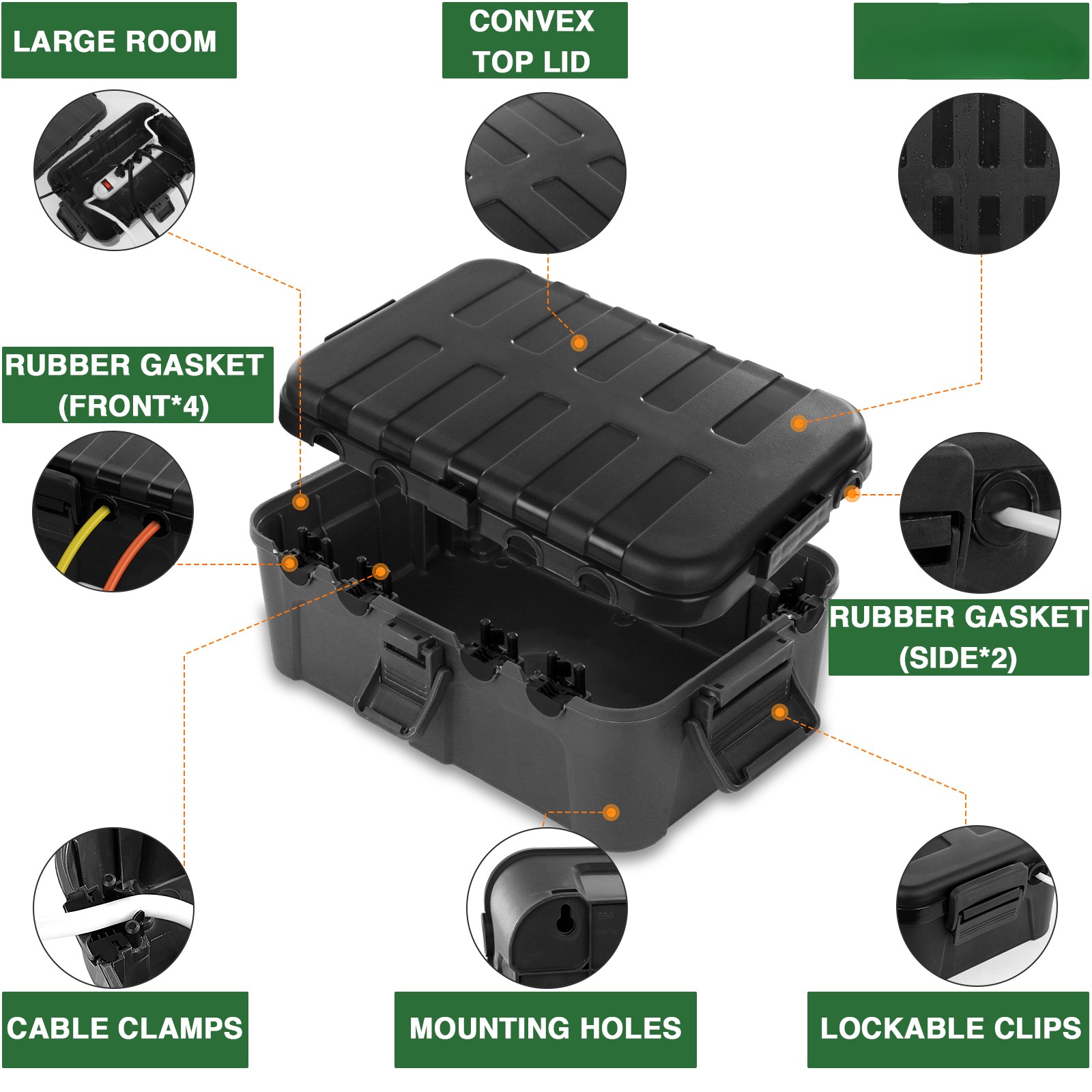 大型屋外電気ボックス、延長コードカバー、コンセント、プラグ、 - Outdoor Power Strip With Cover のレビューと価格