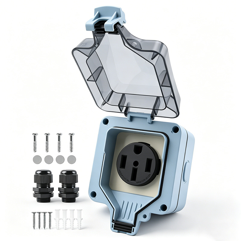 屋外電源コンセントボックス 防水IP66 50A 125v2 - Outdoor Power Outlet Waterproof のレビューと価格