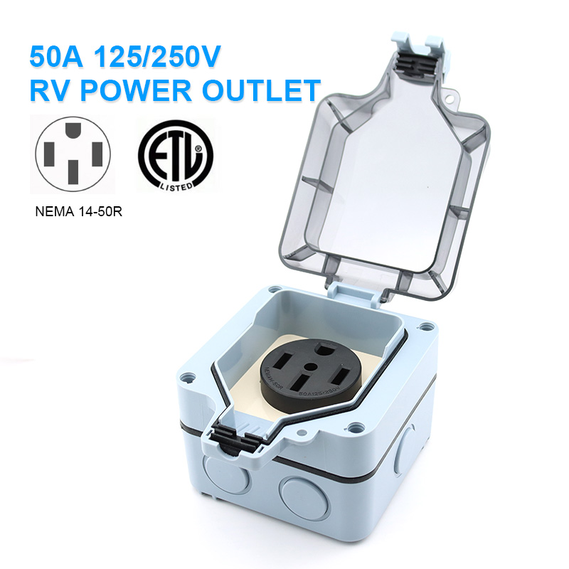 屋外電源コンセントボックス 防水IP66 50A 125v2 - Outdoor Power Outlet Waterproof のレビューと価格
