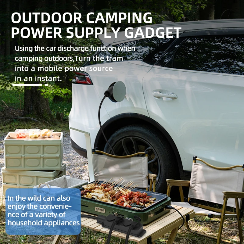 ポータブル16A 4KW V2Lケーブル 電気自動車サイドデ - Outdoor Power Plug のレビューと価格