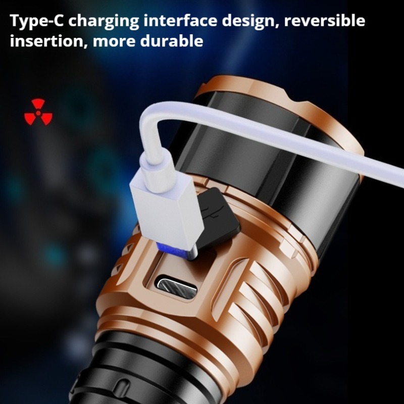 強力な光ハイパワー LED 懐中電灯タイプ C 充電防水アル - Outdoor Power For Camping のレビューと価格