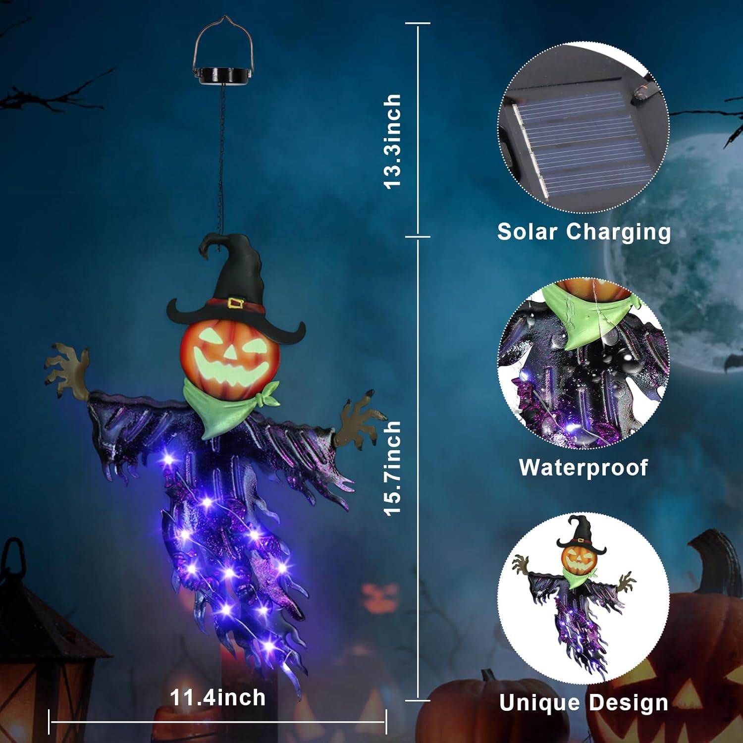 ソーラーハロウィンメタルハンギングデコレーション屋外用、ソー - Outdoor Power For Christmas Lights のレビューと価格