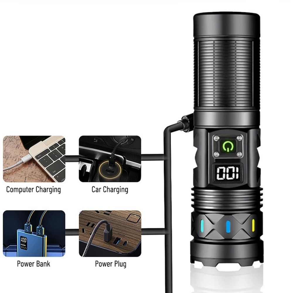 ハイパワー LED 懐中電灯伸縮ズーム USB 充電式ロング - Outdoor Power For Camping のレビューと価格